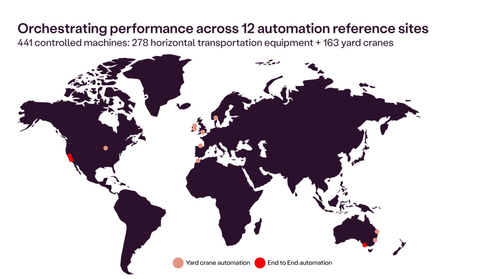 Kalmar One reference map -  Orchestrating performance across 12 automation reference sites